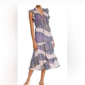BB Dakota Romantic Boho Ruffle Garden Mixed Print Patchwork dress